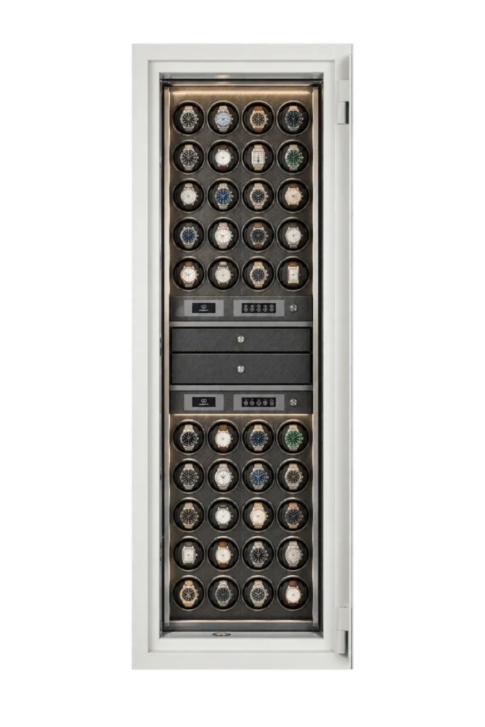 A Vega VE-6 Jupiter Signature series Watch Safe in White with 40×H&S Watch winders